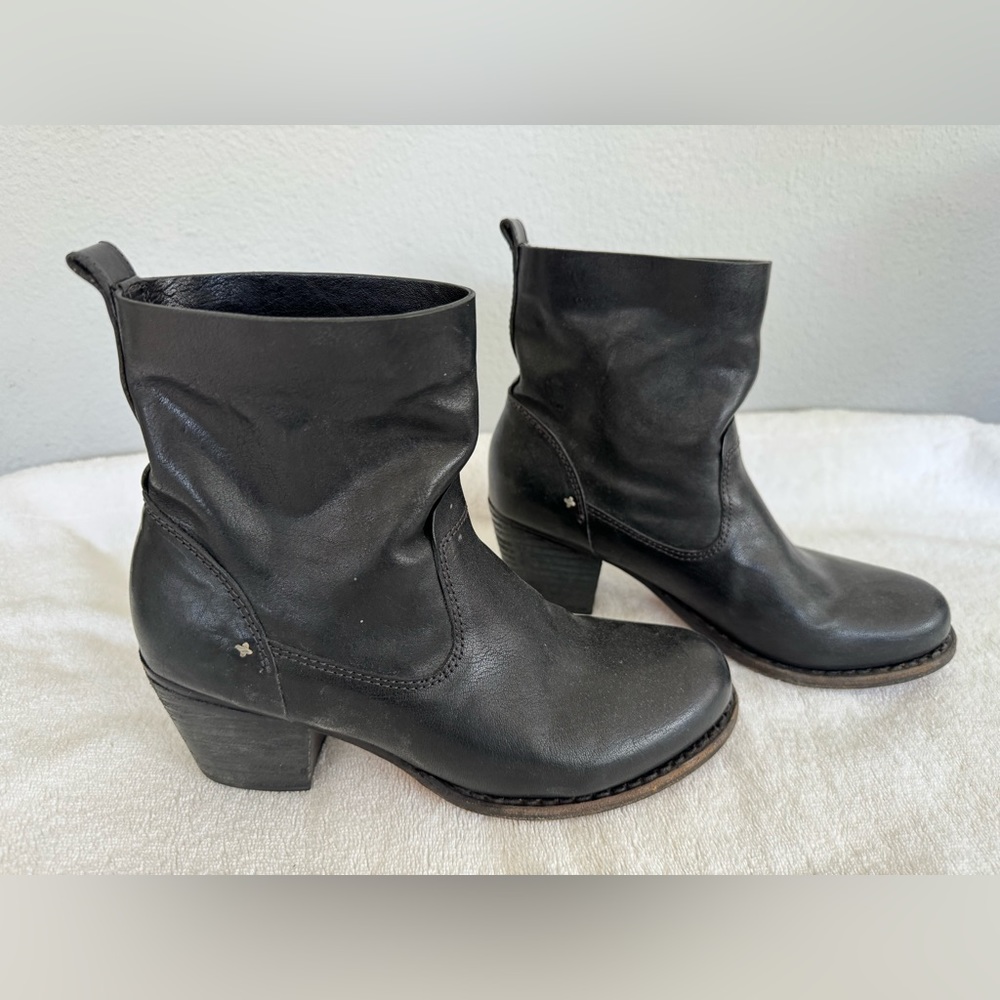 Black leather ankle boots